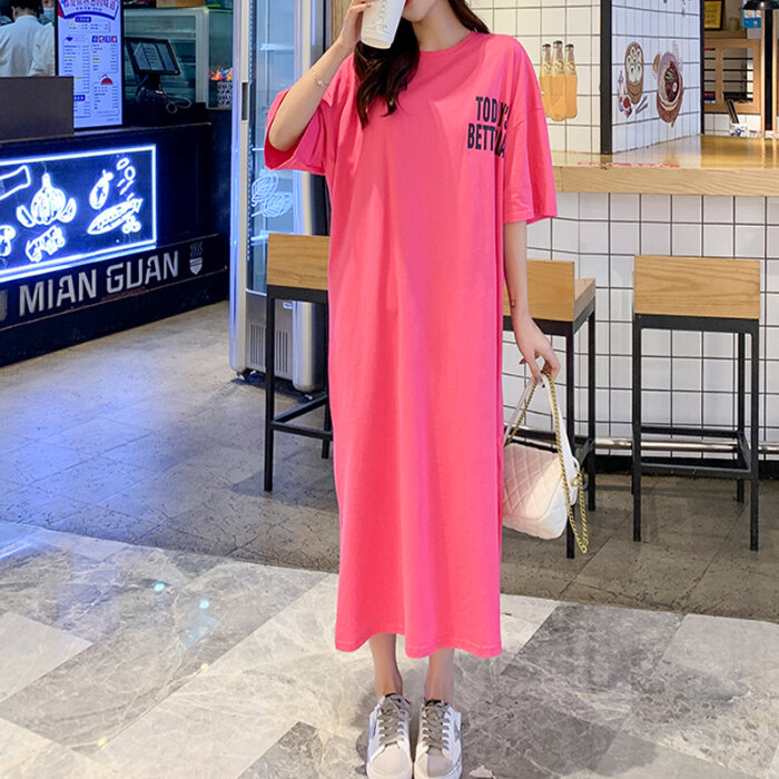 Áo Thun Nữ Tay Ngắn Dài Vừa Phải Cao Cấp Mùa Hè Phong Cách Hàn Quốc Áo Thun Cotton Cổ Tròn Dáng H Rộ