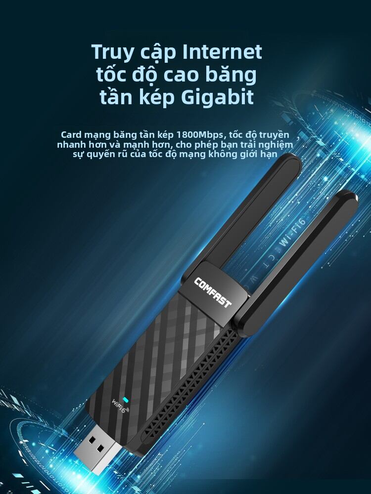 Comfast | WiFi 6 5GHz Dual Band 1800Mbps Desktop Wireless Network Adapter Giá  577,000 Đồng*Miễn phí vận chuyển