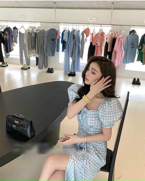 Đầm Caro Đan Dây Eo Hot Trend Hàng Thiết Kế