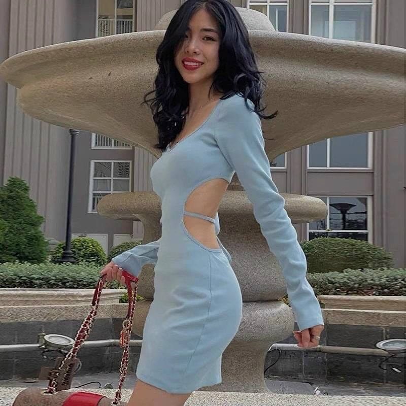 ĐẦM BODY TAY DÀI HỞ LƯNG SEXY