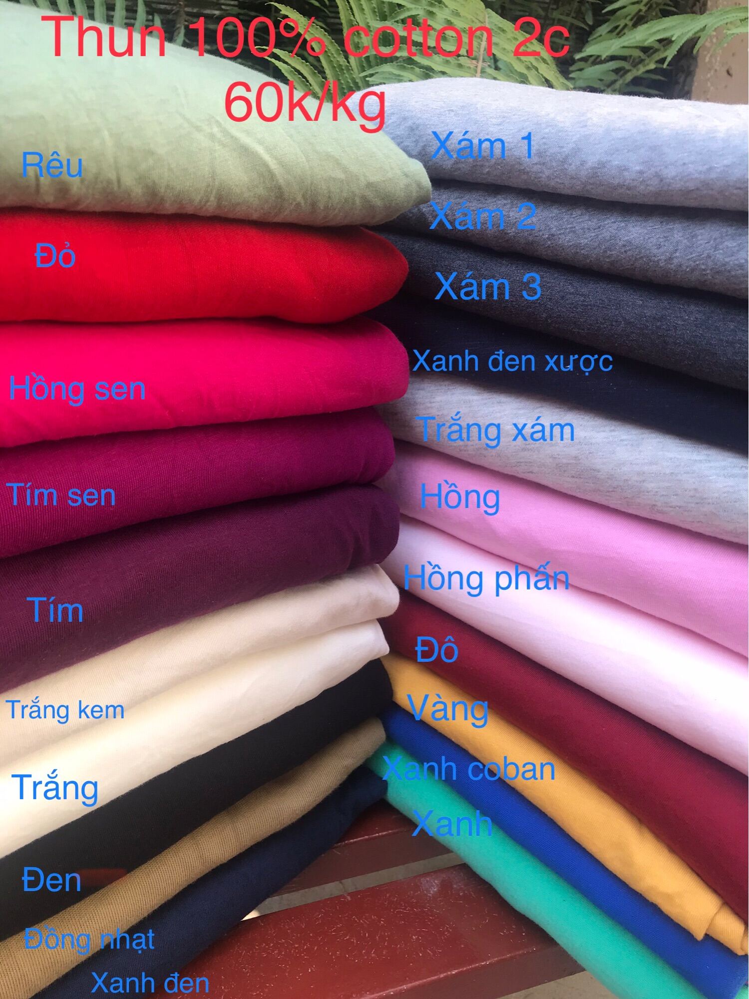 Thun 100% cotton dãn 2 chiều