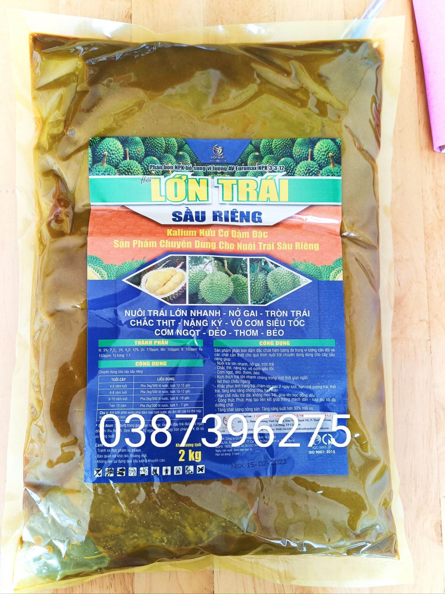Lớn trái sầu riêng - túi 2kg - thay thế hoàn toàn npk - nuôi trái lớn nhanh - nở gai - tròn trái