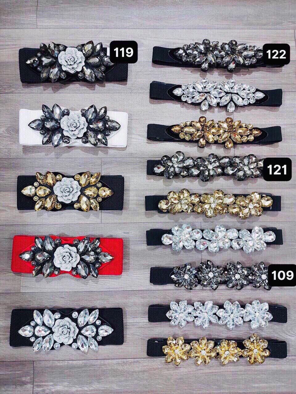 Đai váy nịt đầm belt đính đá bản to nhỏ