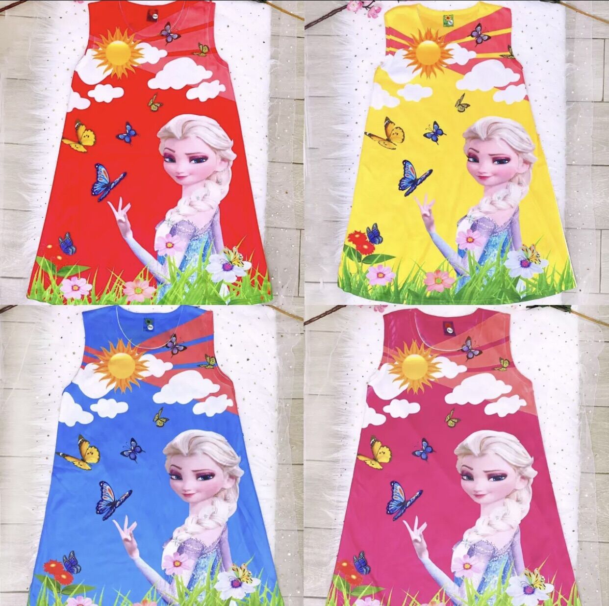 Đầm elsa 3d bé gái 20-30kg