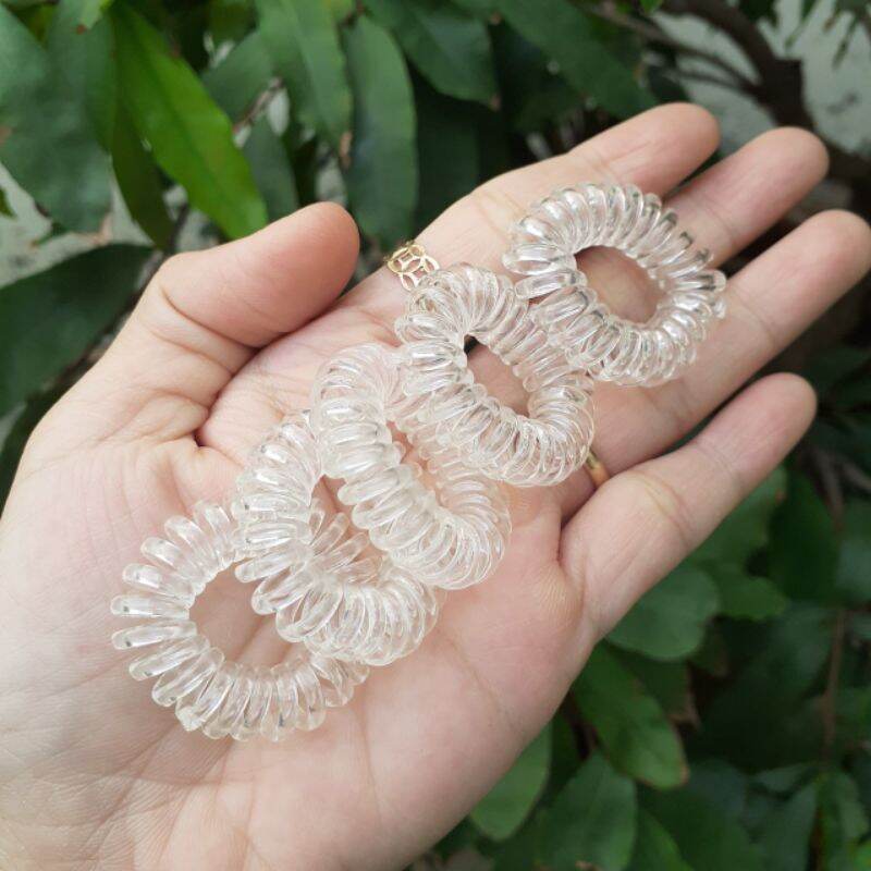 Túi 10 Lò xo cột tóc màu trắng trong suốt (cở nhỏ 2.5cm)