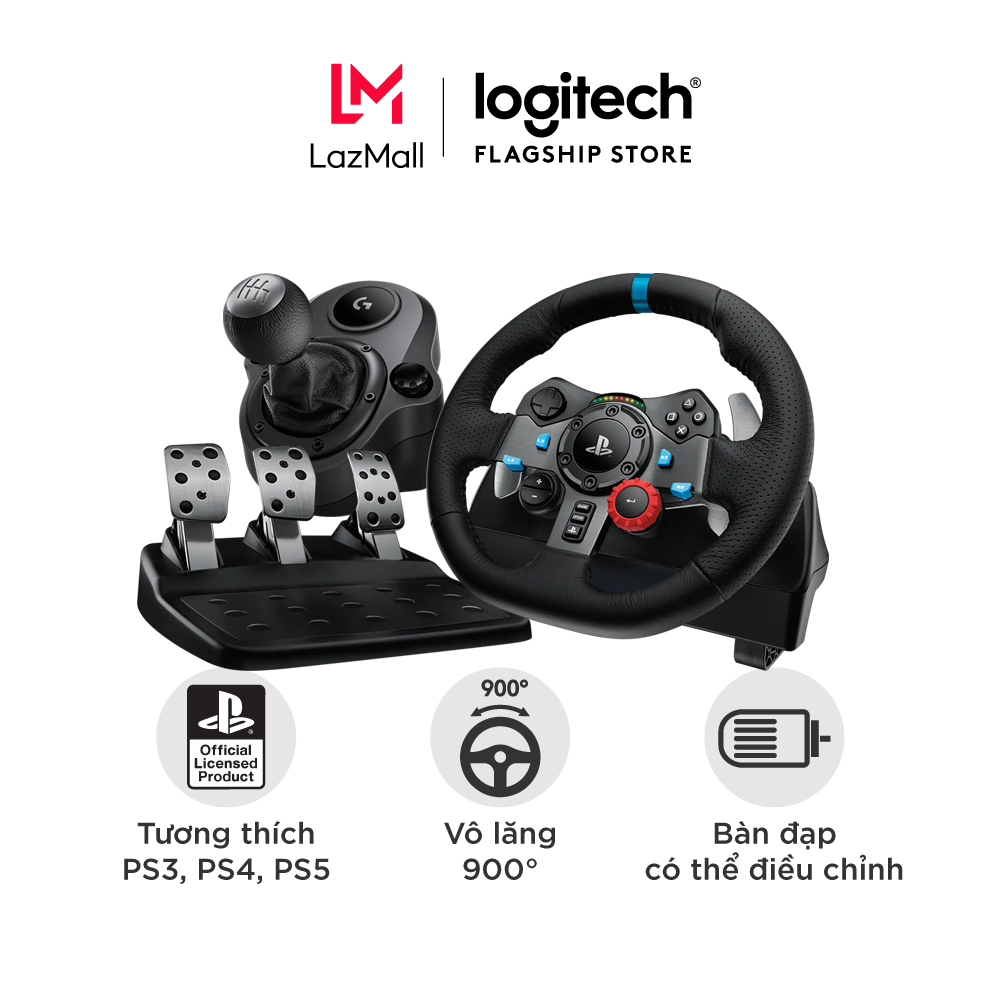 Vô lăng đua xe Logitech G29 Driving Force và bàn đạp thép không gỉ tay lái bọc da thủ công phù hợp P