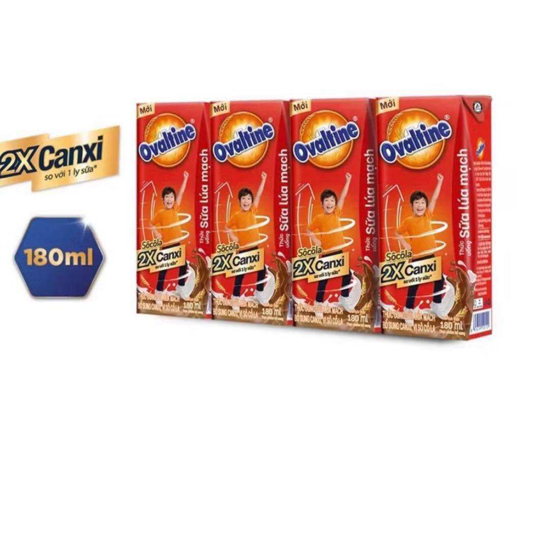 Thùng 48 hộp Thức uống lúa mạch gấp đôi Canxi hương vị sô-cô-la Ovaltine (180ml x 48)