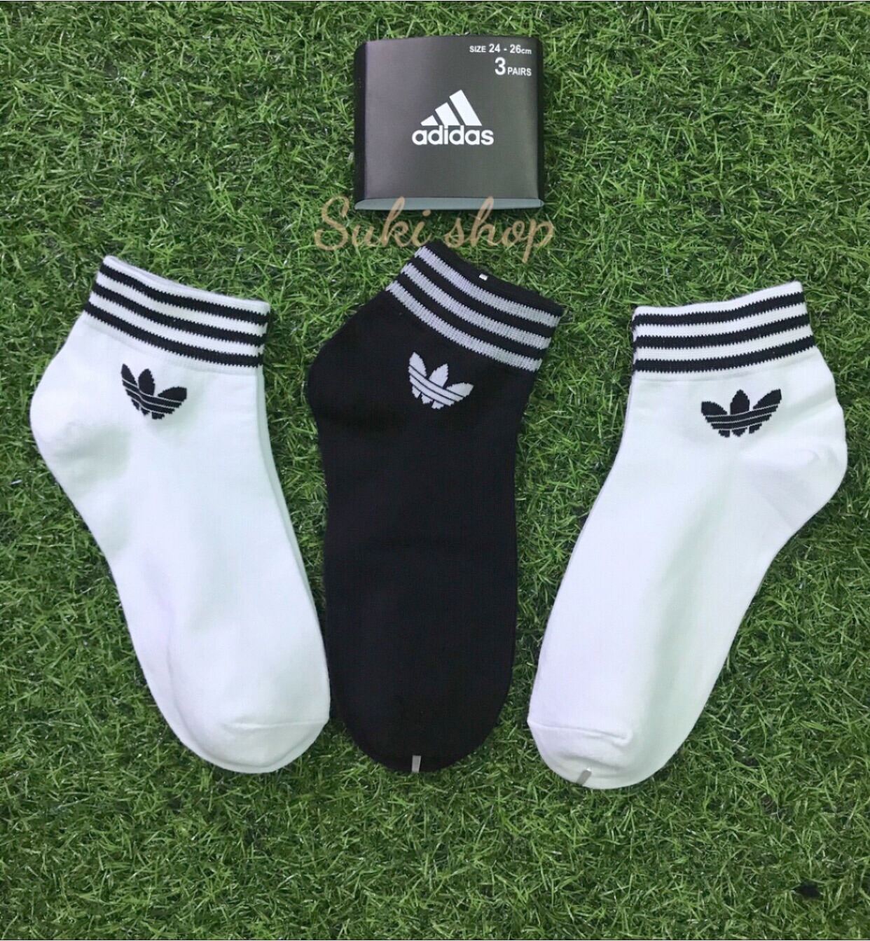 Tất vớ thể thao Adidas cổ ngắn 3 lá nam nữ hàng xuất dư xịn Sukishop