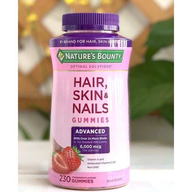 [HSD 06/2027] Kẹo Dẻo & Viên Uống đẹp Da Tóc Móng NATURE'S BOUNTY HAIR SKIN & NAILS Gummies 6000mcg từ MỸ