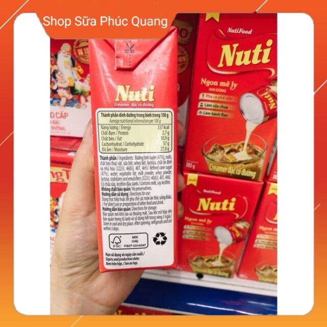 Sữa đặc Nuti có đường hộp giấy 385g