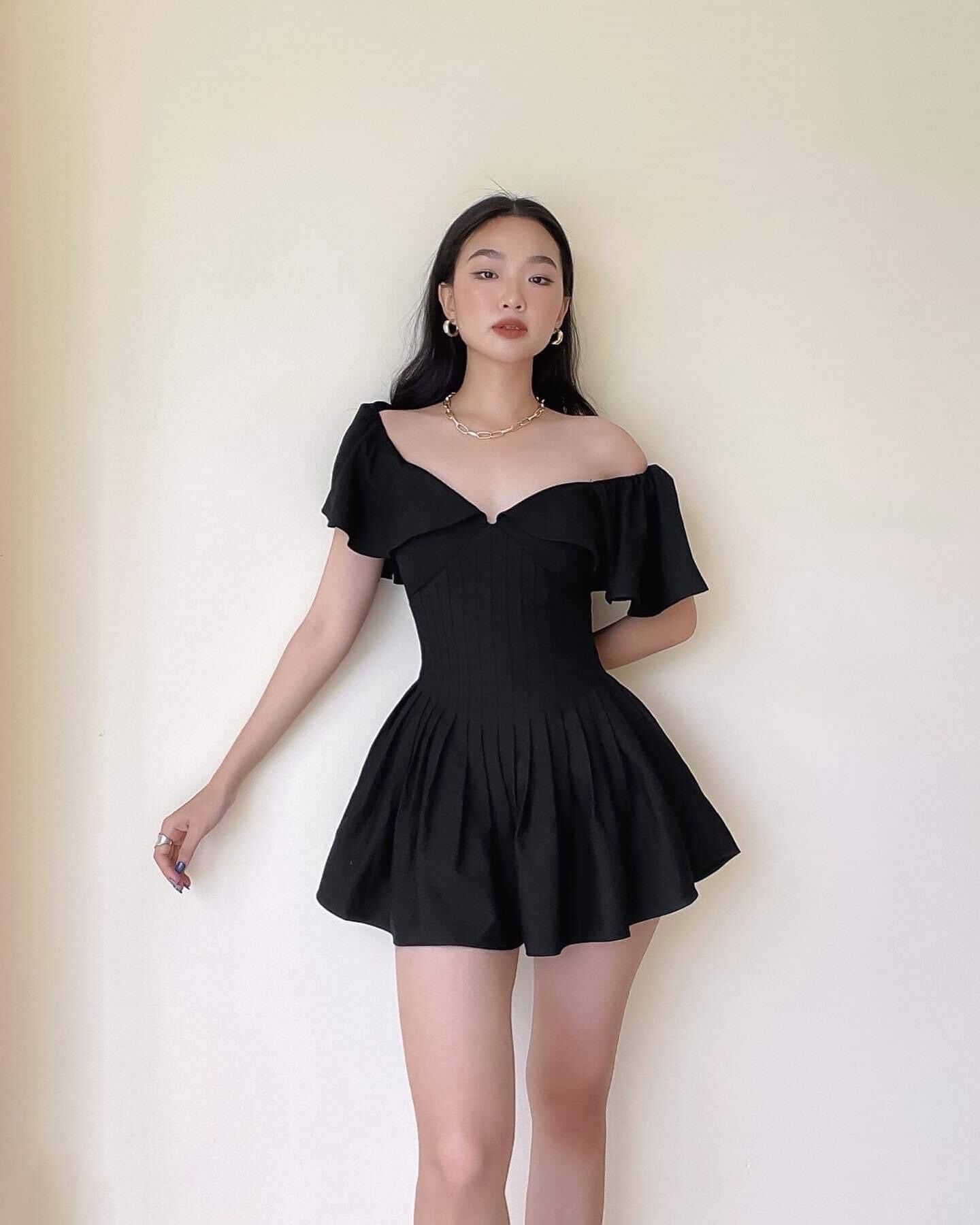 Jump corset trễ vai xếp ly eo ( có bigsize)