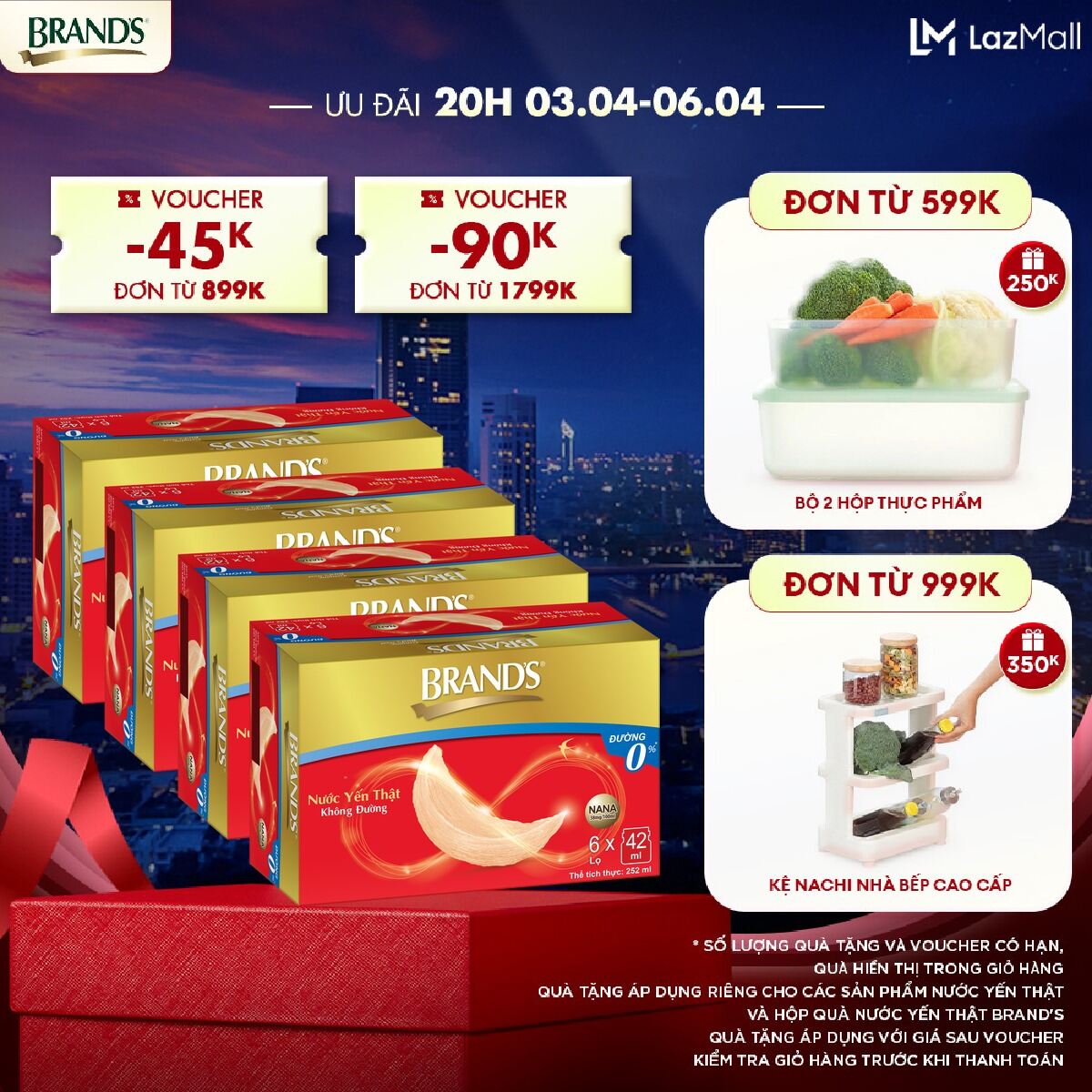 [Giao hàng 2h] Combo 4 Nước yến thật BRAND'S Không Đường (42 ml x 24 lọ)