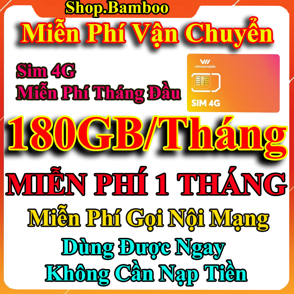 FREESHIP - Siêu Sim 4G - Miễn Phí 180GB/Tháng - Miễn Phí Tháng Đầu - Nghe Gọi Cực Rẻ - Phí Gia Hạn 60.000đ/tháng - Sim Trọn Đời - Shop Lotus Sim Giá Rẻ -CHƯA KÍCH HOẠT.