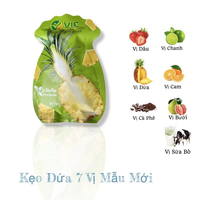 chính hãngkẹo dứa plus giảm cân 7 vị cam kết hiệu quả  túi 7 viên