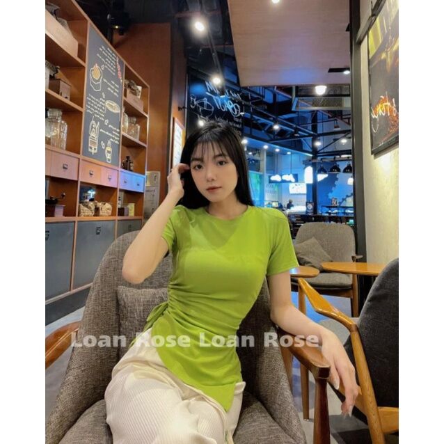 Áo Tà Nhọn Rút Dây Eo Chất Vải Thun Gân