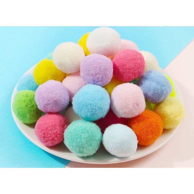 Set 50 quả pom pom loại đẹp 15ml-20mm-25mm nhiều màu sắc dùng để trang trí