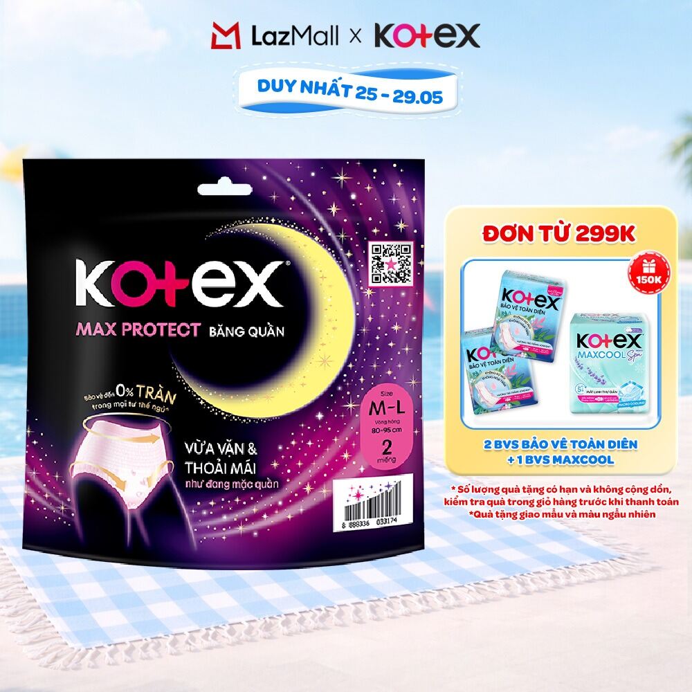 Băng Vệ Sinh Kotex Ban Đêm Dạng Quần cỡ M/L 5 miếng