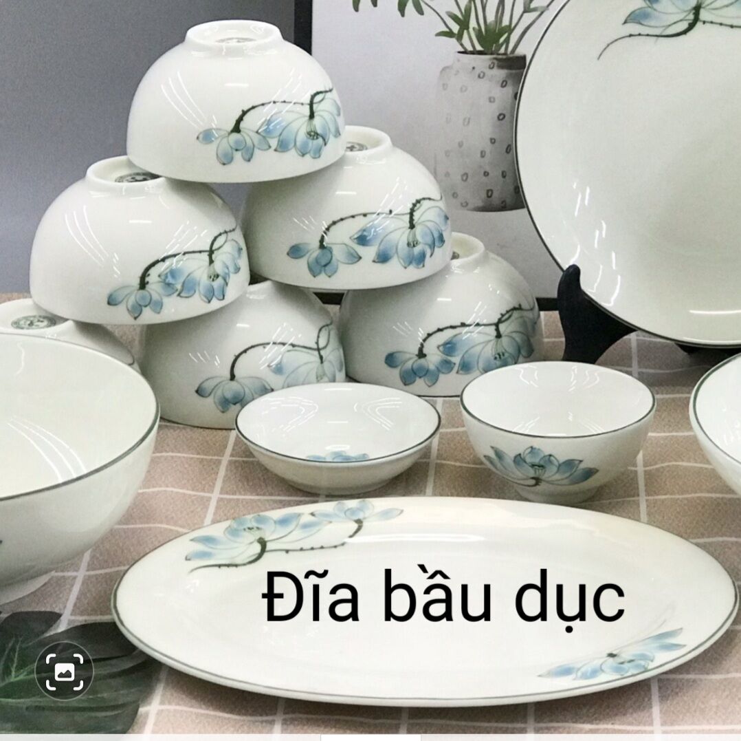 Bán lẻ bát đĩa vẽ hoa sen.Hàng sứ Bát Tràng.