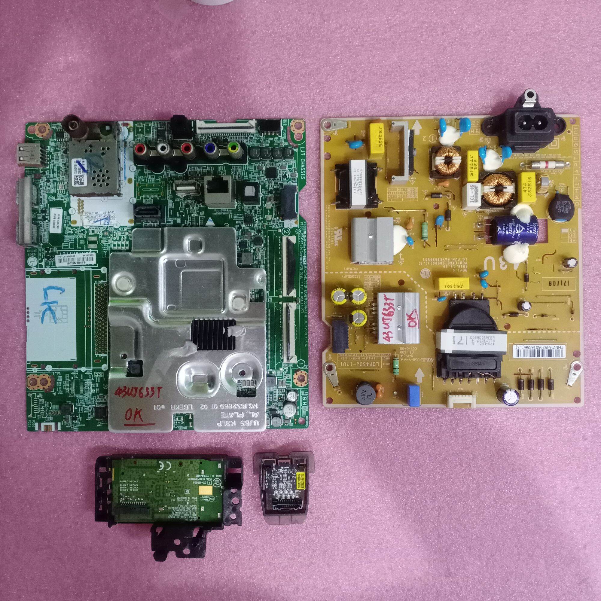 bo mạch tivi LG 43UJ633T,bo xử lý ,khiển,nguồn,main chính,chủ,bo wifi+bo mắt