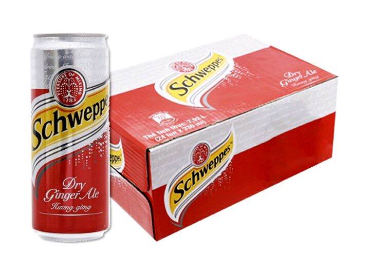 Soda Schweppes Dry ginger ale Thùng 24 lon 330ml