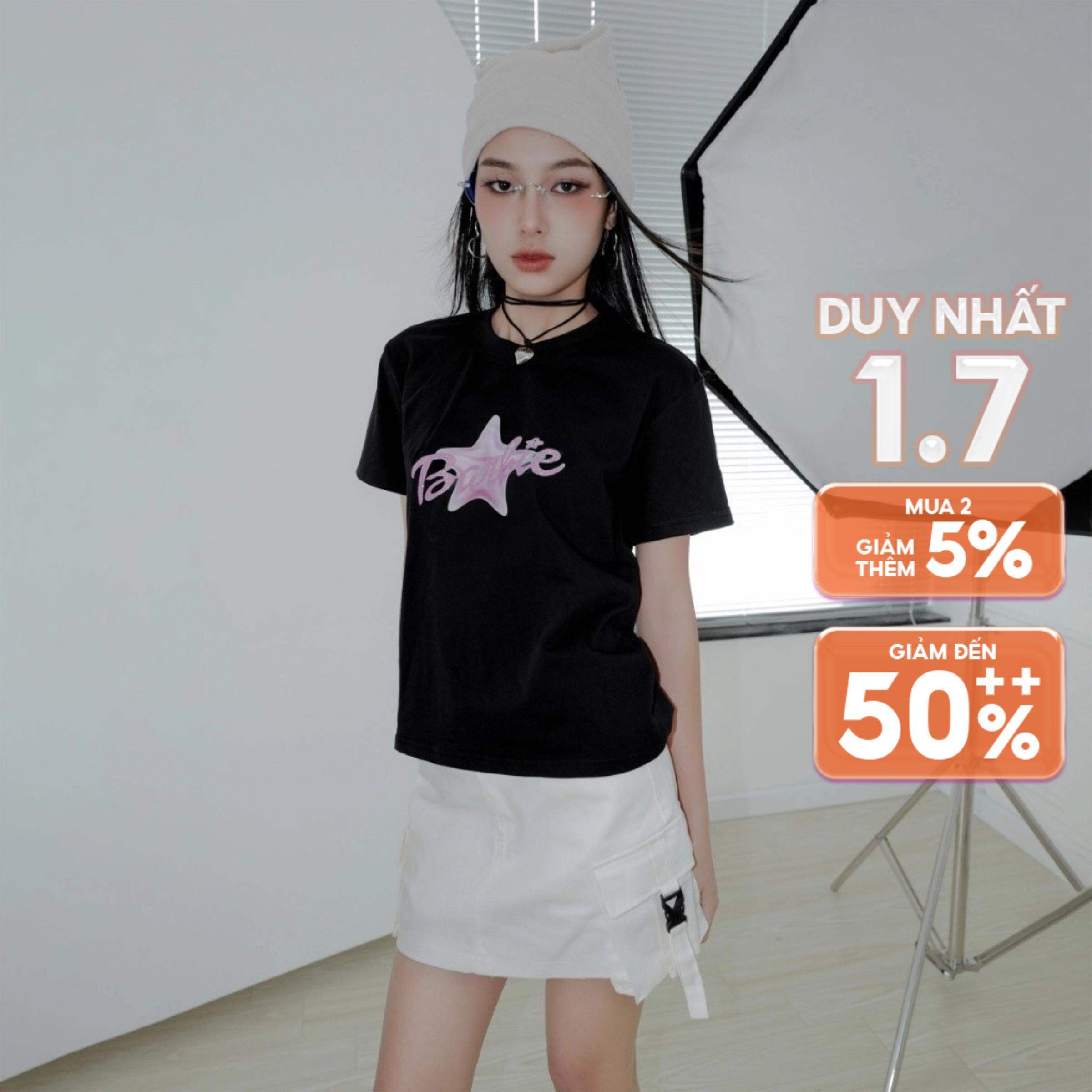 CARA Áo babytee barbie Pony cổ tròn tay ngắn đơn giản cá tính