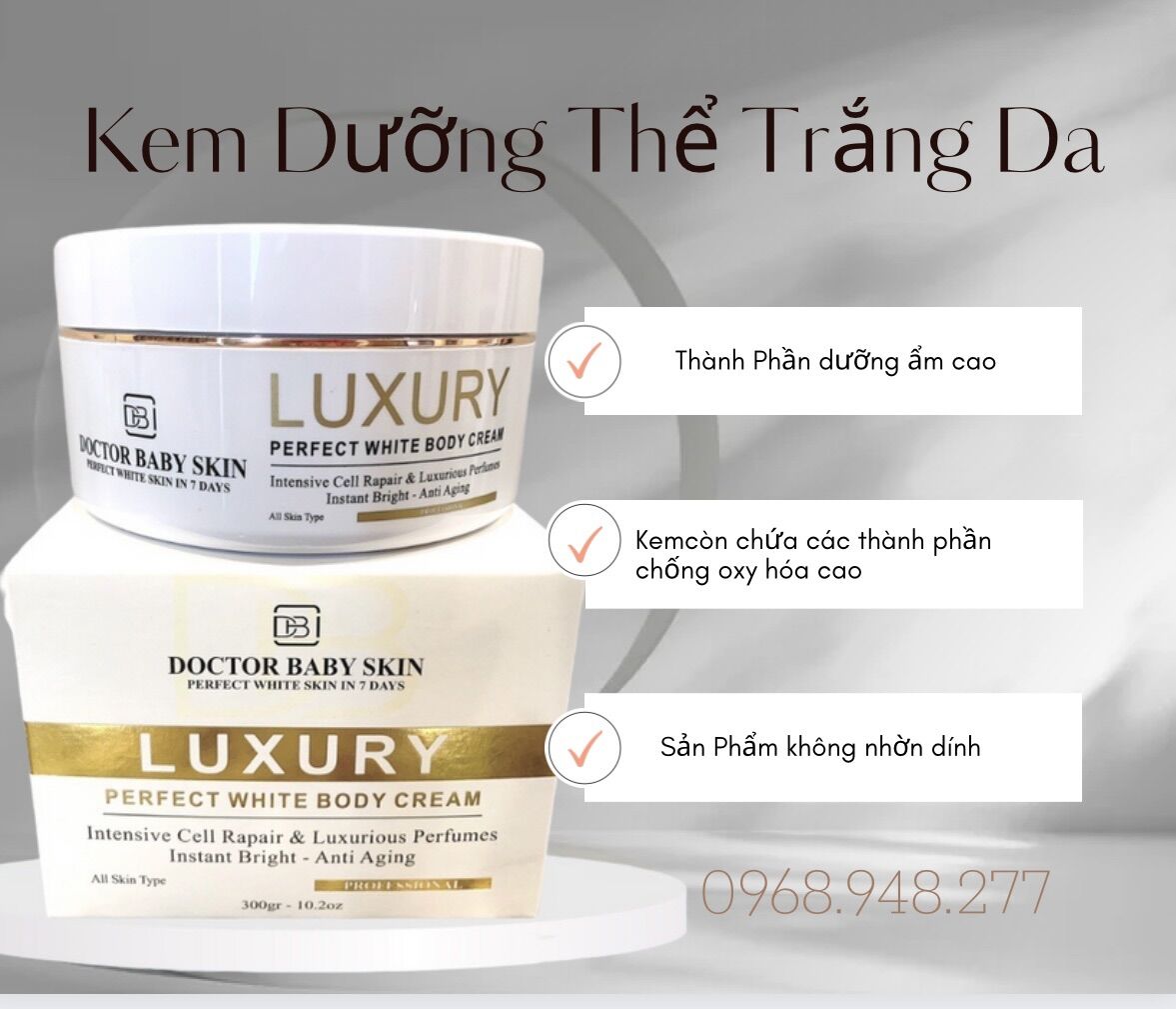 Kem dưỡng thể trắng da cao cấp luxury doctor baby skin