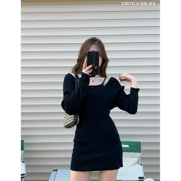 Sét yếm liền váy gân bo ôm xinh đẹp yl1