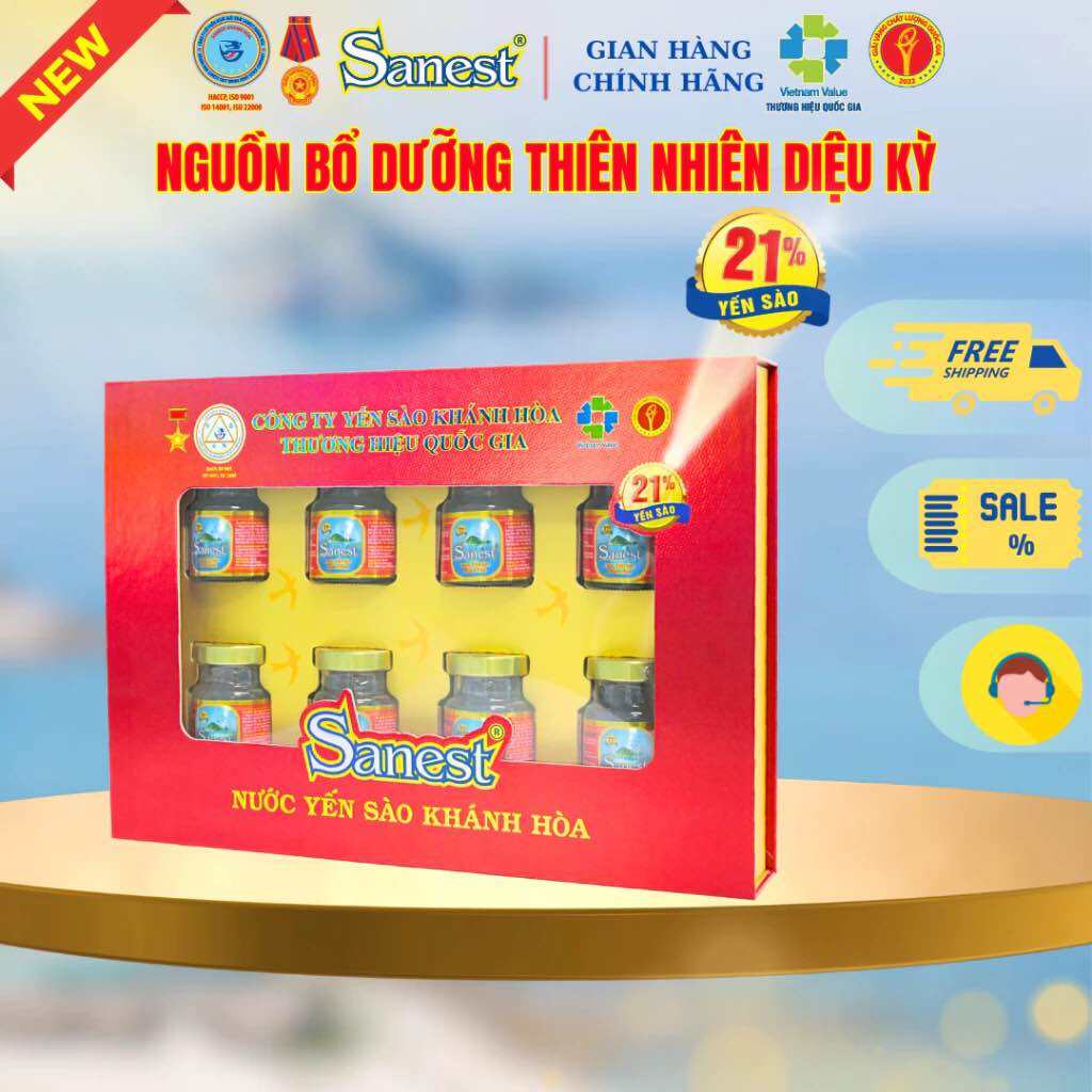 [Hộp Quà Tặng 8 Lọ]  NƯỚC YẾN SANEST 21% LỌ 70ML - 002H8QT. 