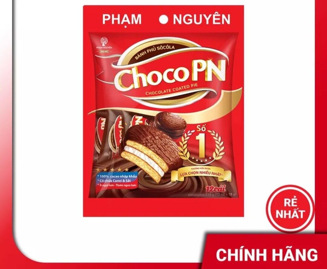 Bánh socola kem choco PN gói 216g(12 cái)