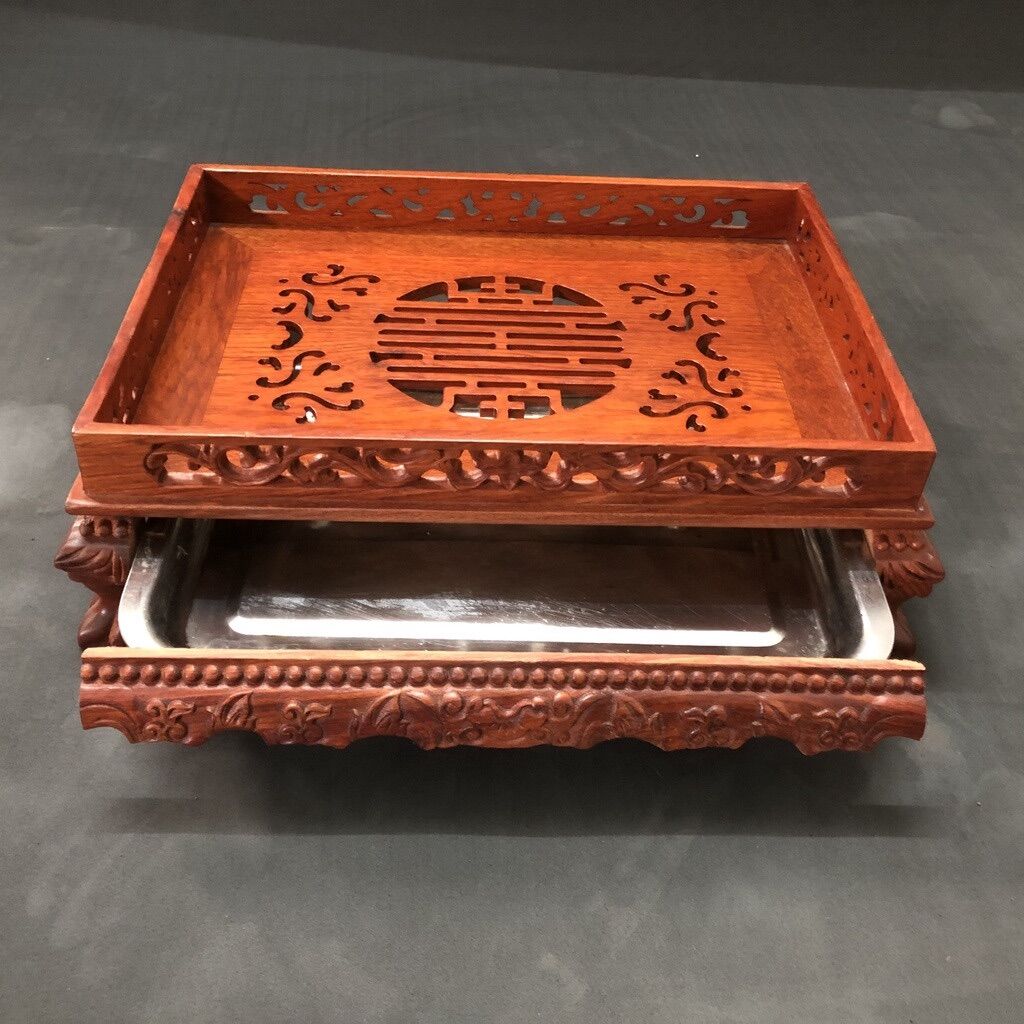 khay trà chân quỳ gỗ mun cao cấp