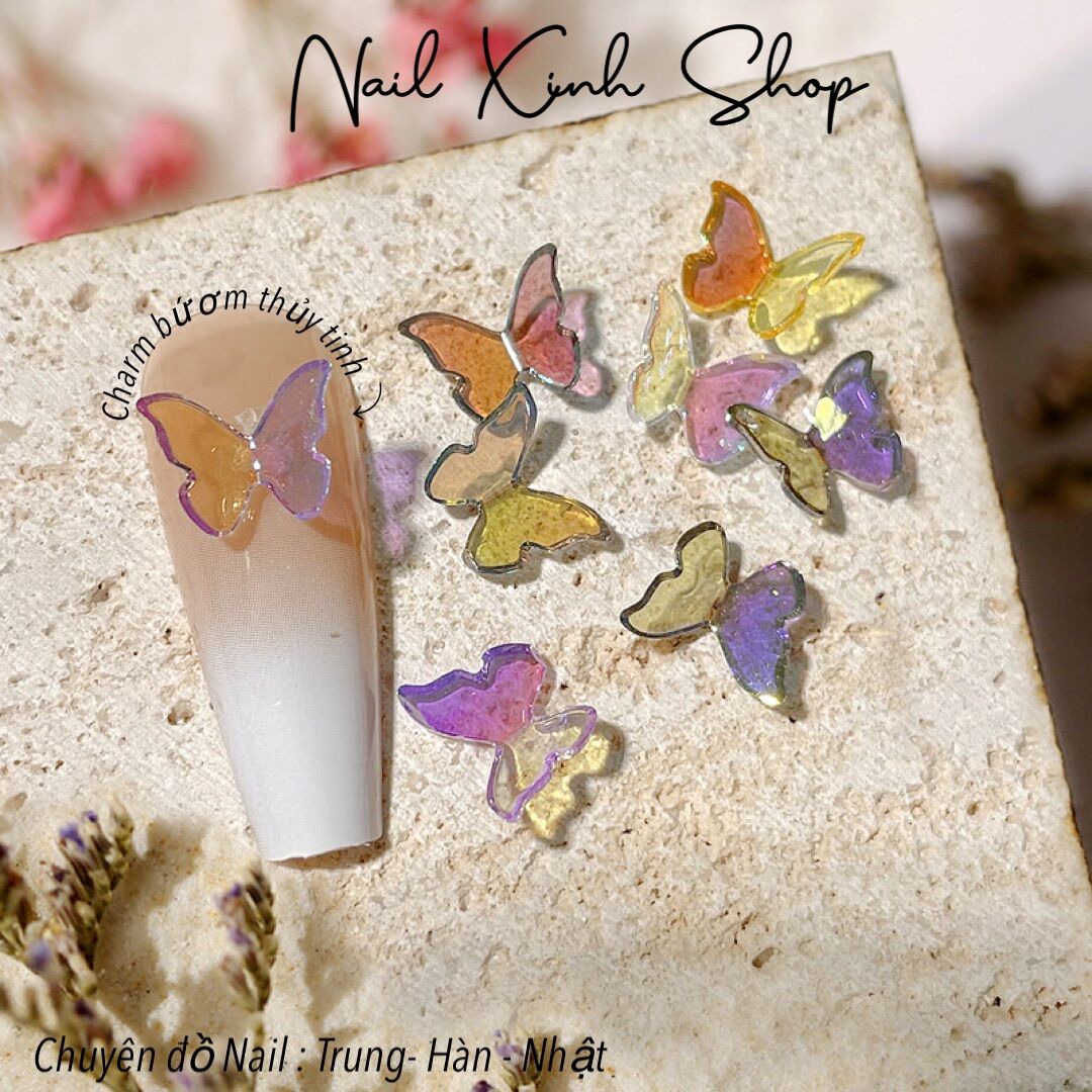 Hũ trang trí móng nail - 10 con bướm mix / charm bướm hot nail
