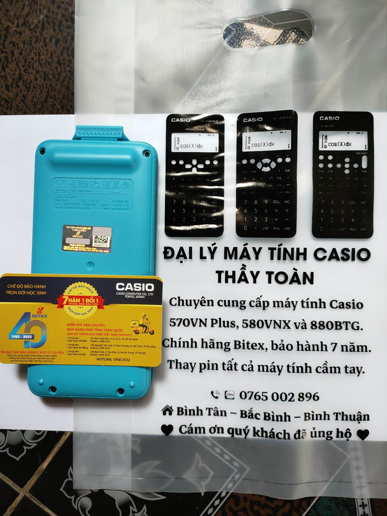 Combo máy tính Casio 880BTG Xanh và Cẩm nang HDSD