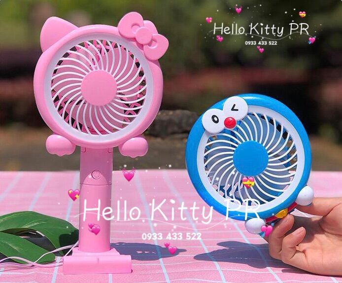 Quạt sạc tích điện mini Hello Kitty Doremon Doraemon