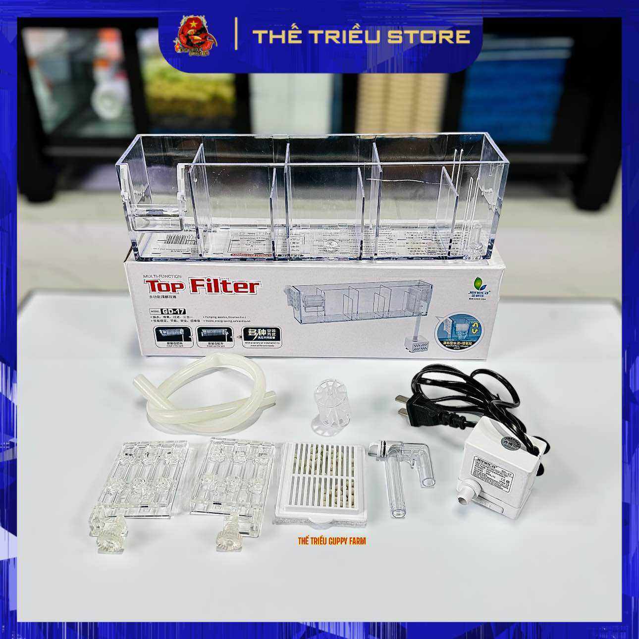 Lọc tràn trên bể cá Jeneca GD-15, GD-16, GD-17, GD-18, GD-19. Lọc tràn trên tích hợp lọc thác ( Full vật liệu lọc )