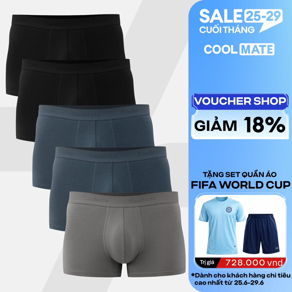 COMBO 5 Quần lót nam Trunk Cotton mềm mại (màu ngẫu nhiên) - COOLMATE