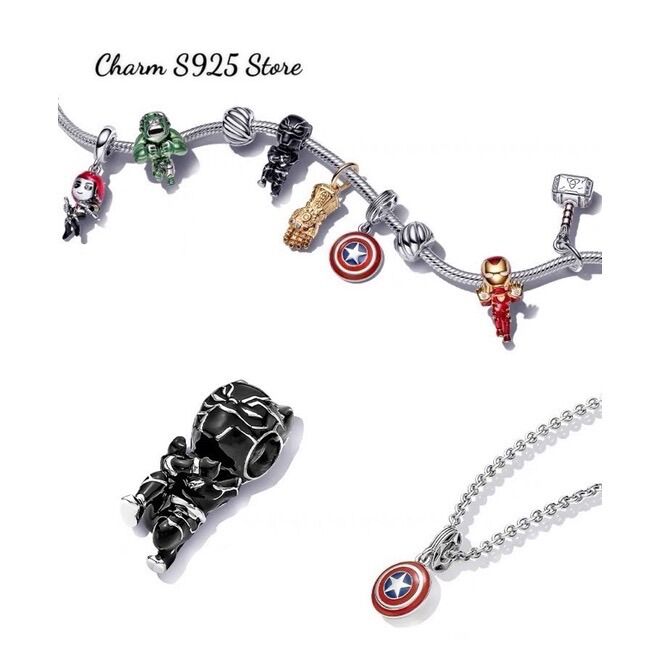 CHARM PAN ALE MARVEL THE EVENGERS BLACK PANTHER BẠC S925