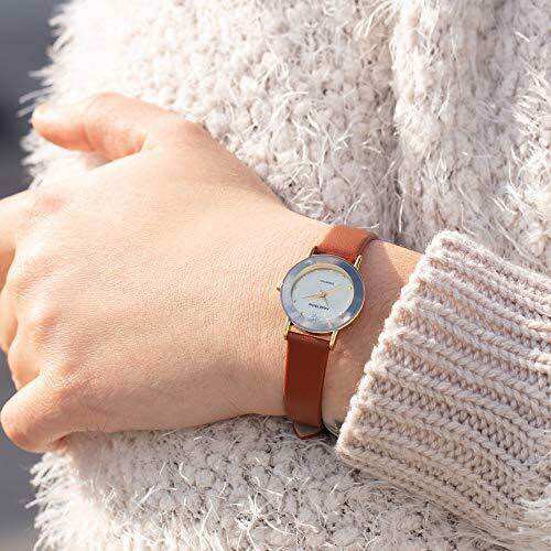 Đồng hồ nữ Armitron dây da cam đất, kích thước 24mm