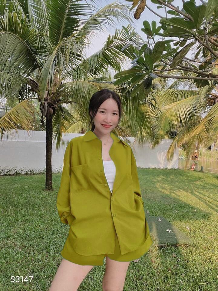 (SHOP BIGSIZE nữ 50kg đến 90kg) set 3 món áo sơ mi quần đùi