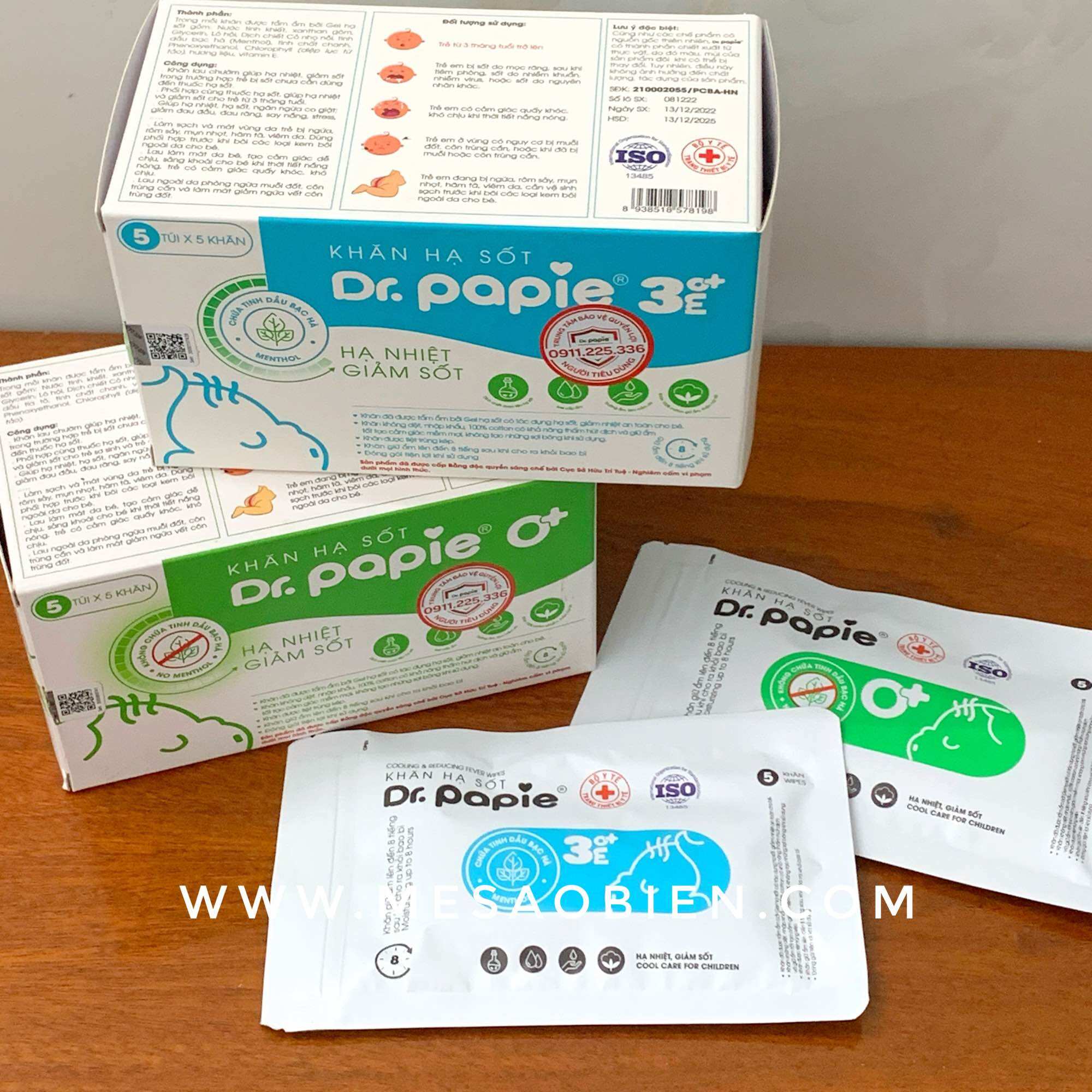 Khăn lau hạ sốt Dr. Papie cho bé từ sơ sinh