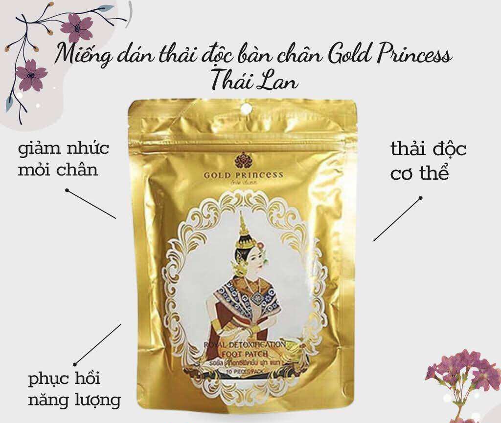 Bịch 10 Miếng Dán Thải Độc Chân Gold Princess Royal Thái Lan
