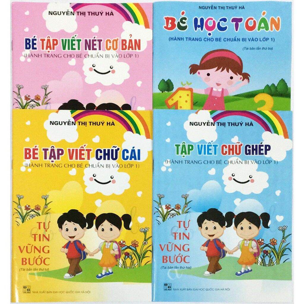 Combo vở tập viết 4 ôly nét cơ bản, chữ cái, chữ ghép, học toán