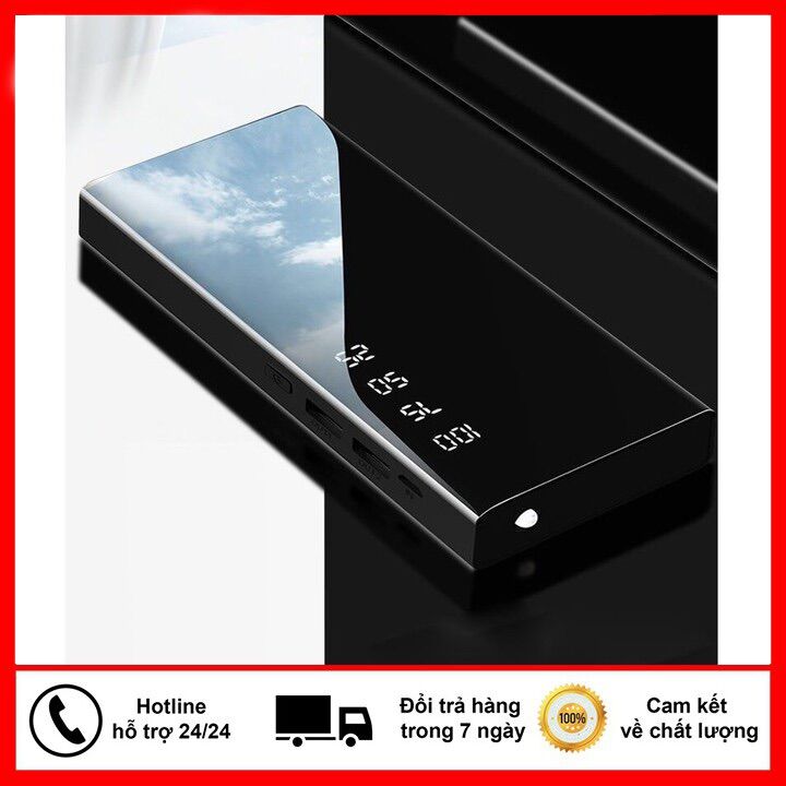 [HCM](HÀNG TỐT) (30000MAH) Pin Sạc Dự Phòng Mặt Gương Cường Lực Power Cao Cấp - Hỗ Trợ Sạc Nhanh 2.1A Cùng Lúc 2 Thiết Bị - Đèn Pin Siêu Sáng - PIn Mặt Gương KenSonic Cao Cấp Freeship Toàn Quốc - Bảo Hành 12 Tháng