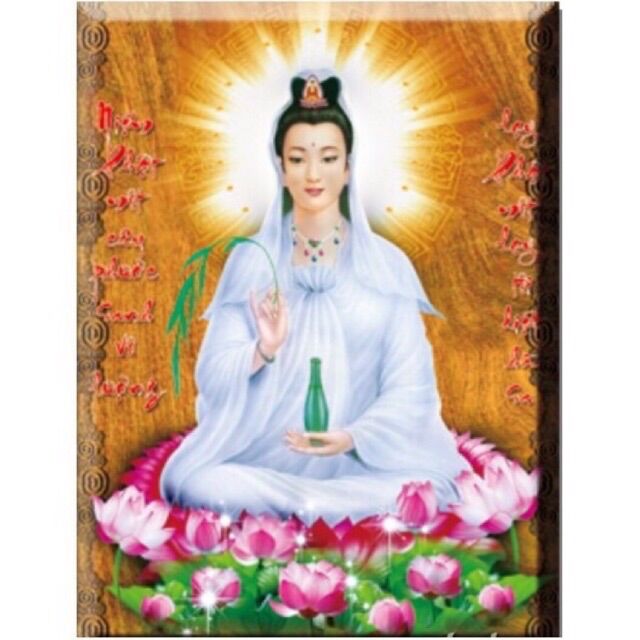 Tranh đính đá phật quan thế âm df292/ 57x75cm/ chưa đính đá