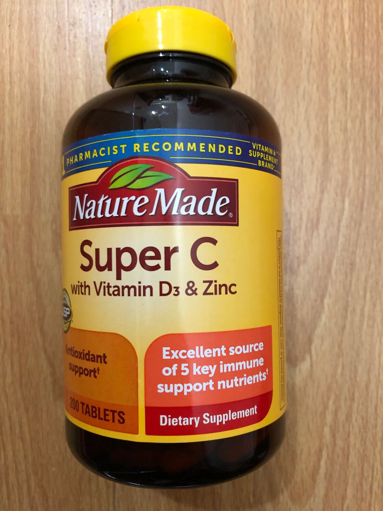 Viên uống Nature Made Super C with vitamin D3 & Zinc - lọ 200 viên