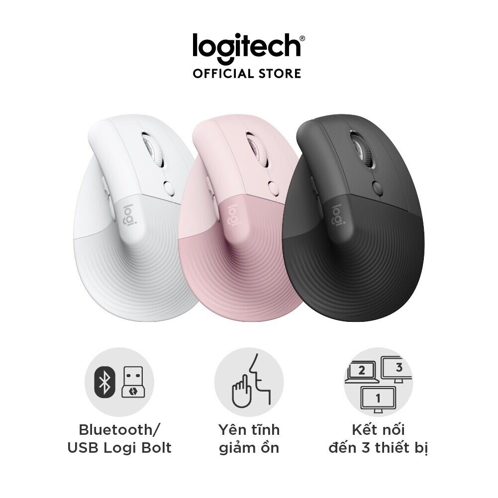 Chuột công thái học không dây Logitech Lift Vertical - Bluetooth USB
