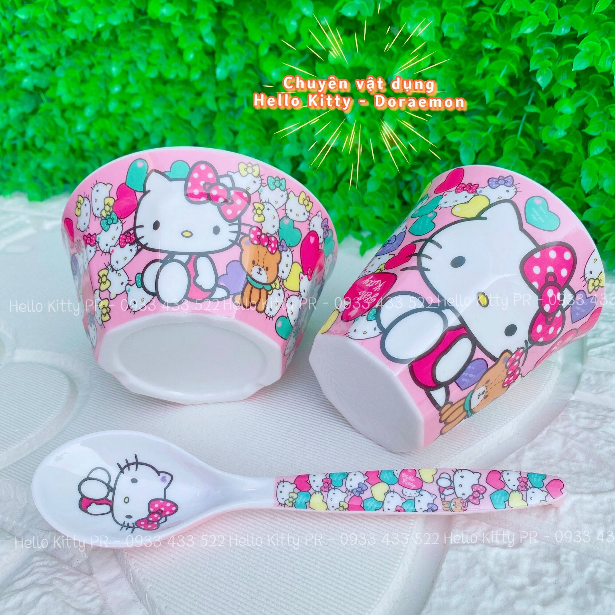 Combo chén ly muỗng Hello Kitty