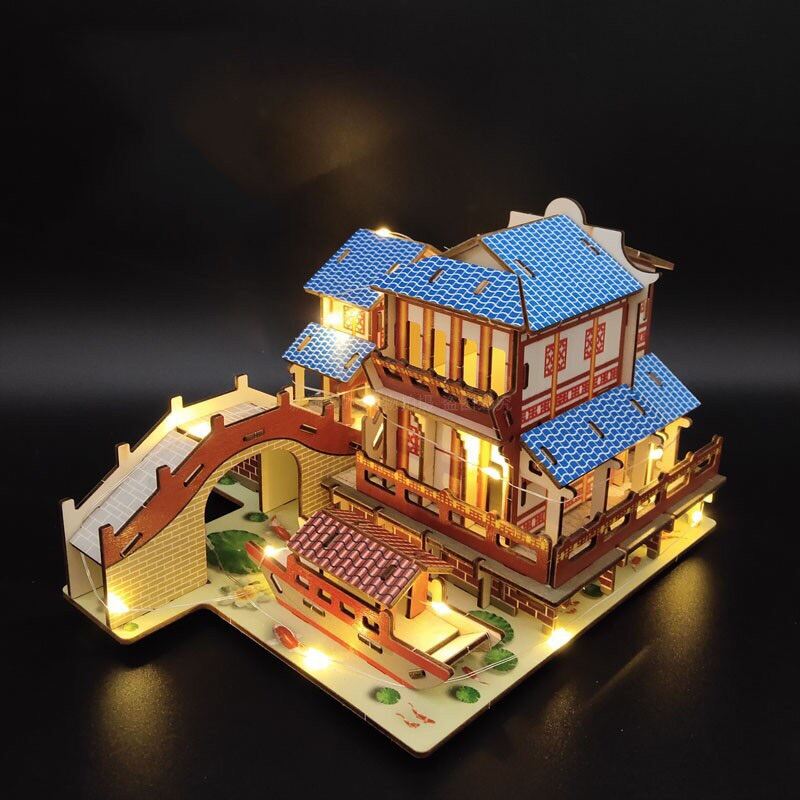 Mô hình thị trấn nước Giang Nam - đồ chơi lắp ráp 3D
