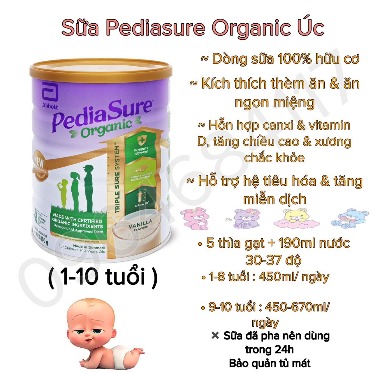 Date 24 - Sữa Pediasure organic Úc
