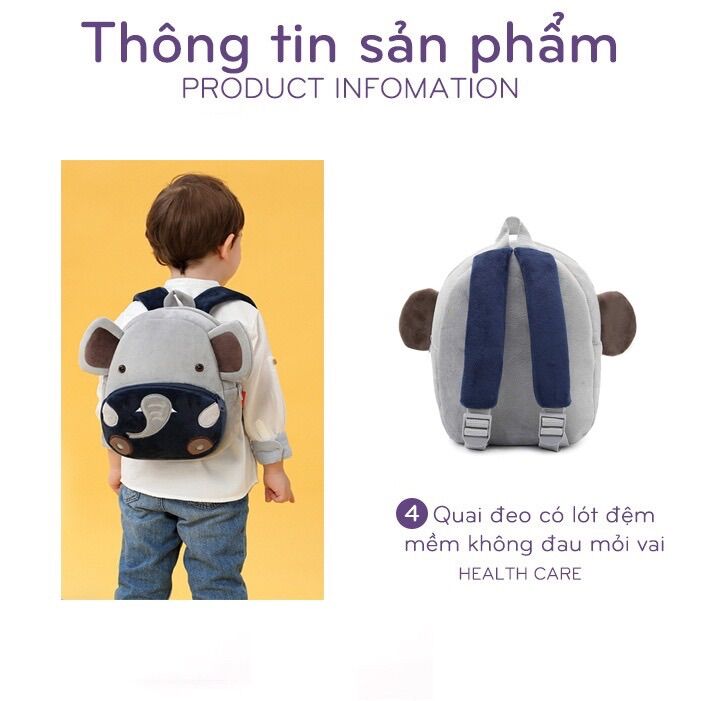 Balo Kakoo hình thú cho bé đi học mầm non