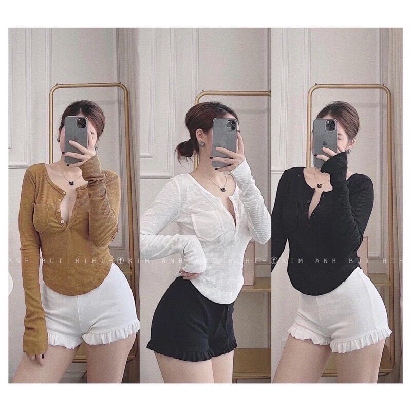 Áo thun body tay dài len tăm